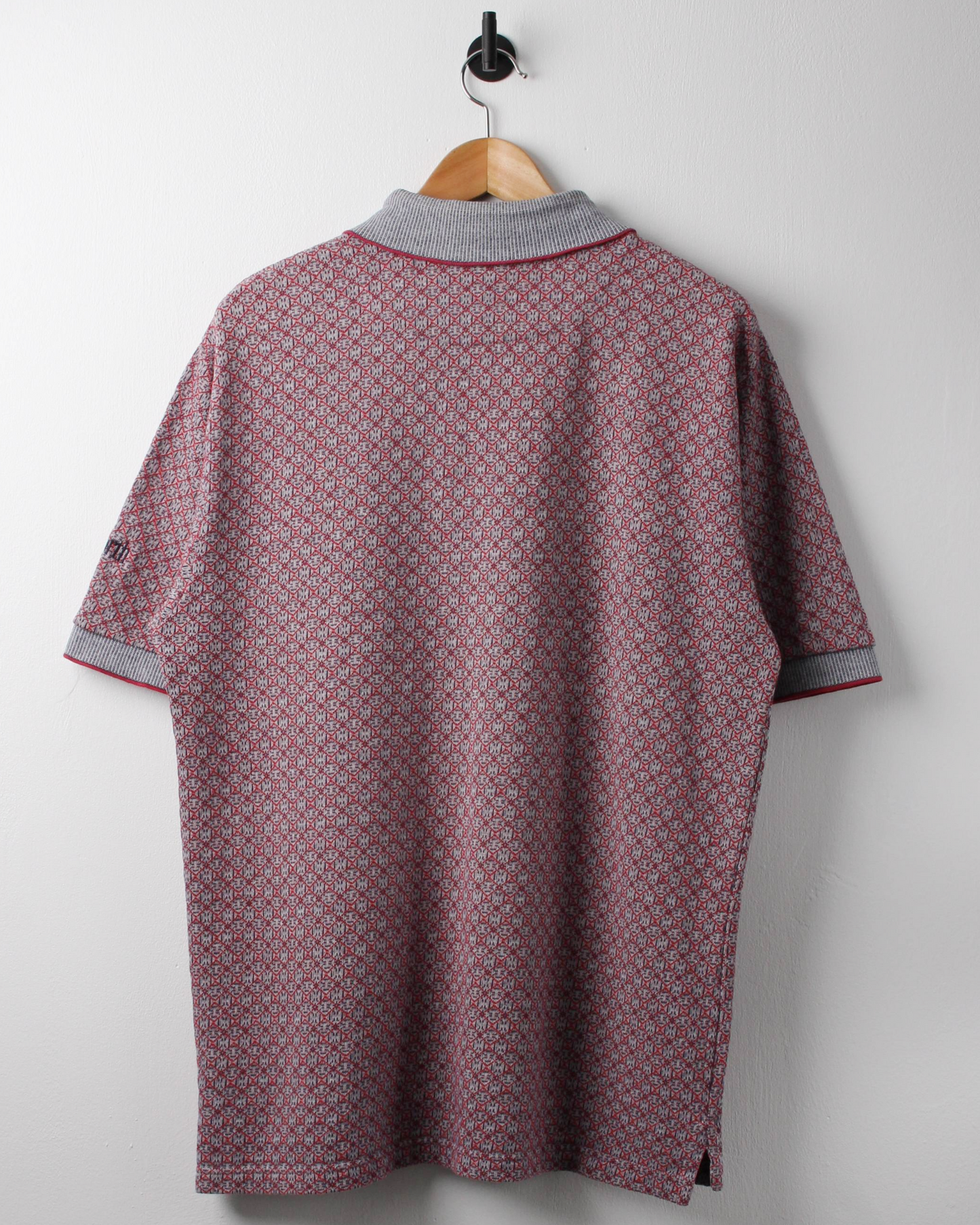 90s Ashworth Red & Grey Abstract Polo (M)