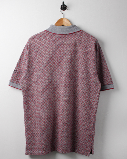 90s Ashworth Red & Grey Abstract Polo (M)
