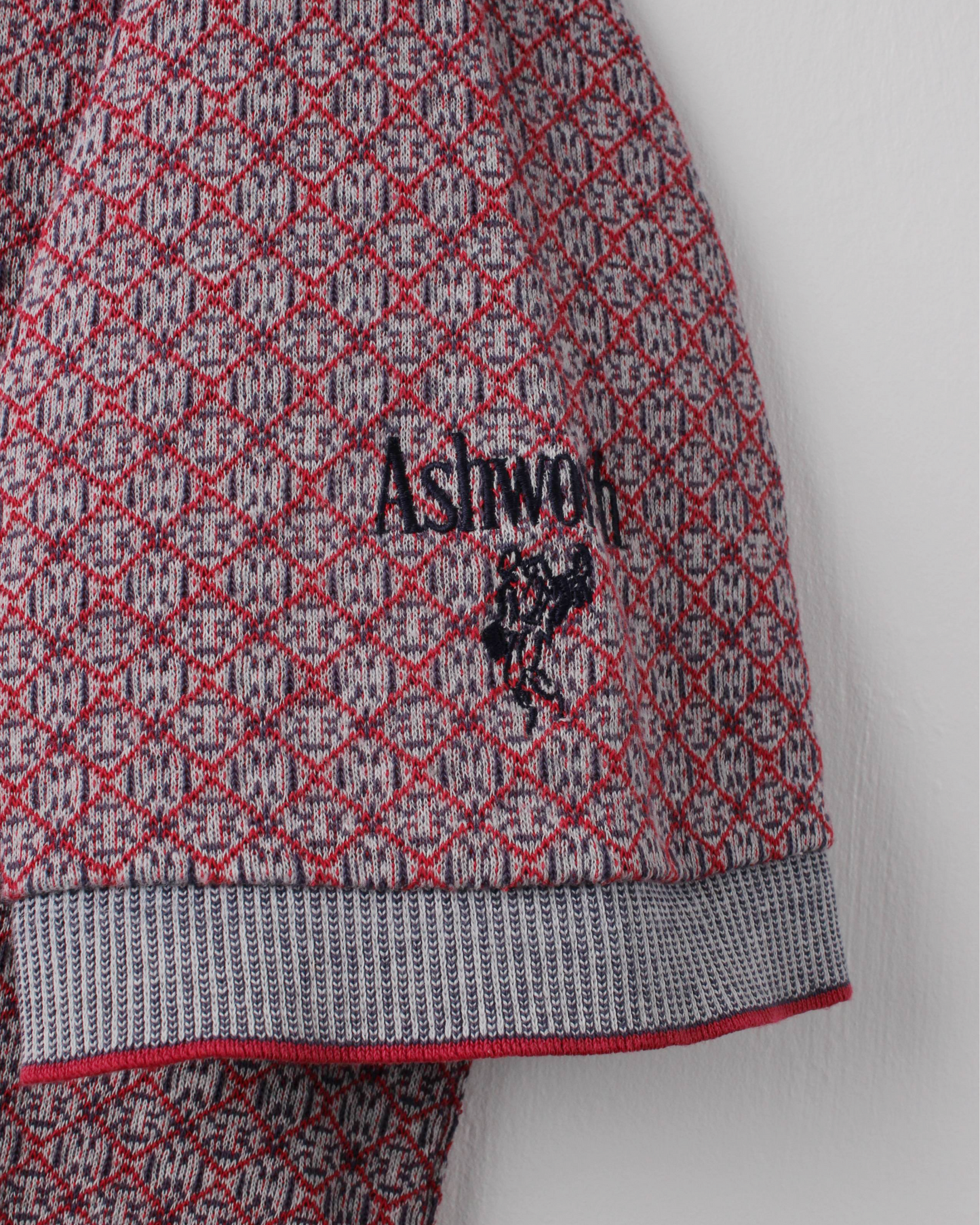 90s Ashworth Red & Grey Abstract Polo (M)