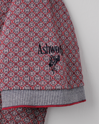 90s Ashworth Red & Grey Abstract Polo (M)