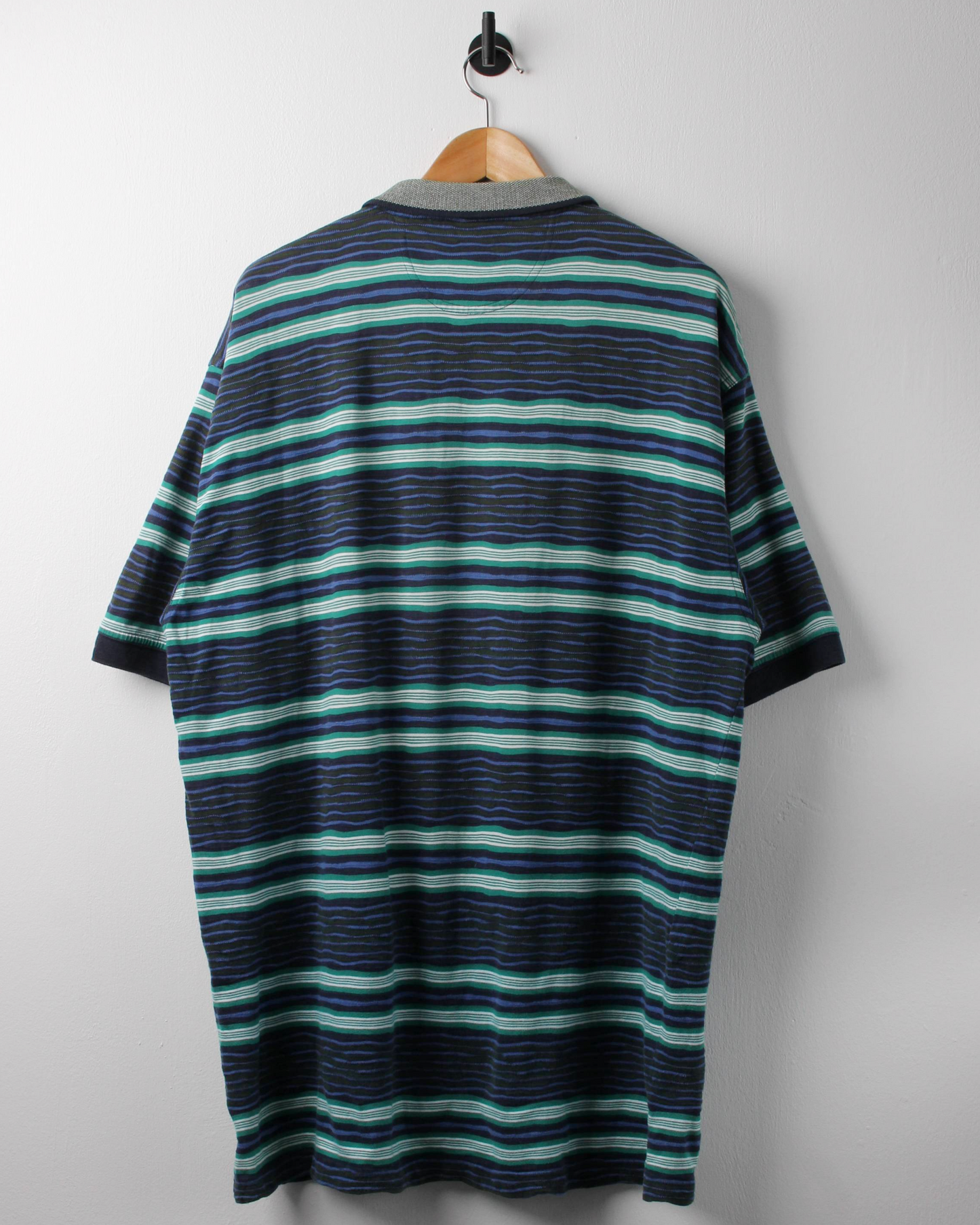 90s Greg Norman Blue & Green Striped Polo (XXL)