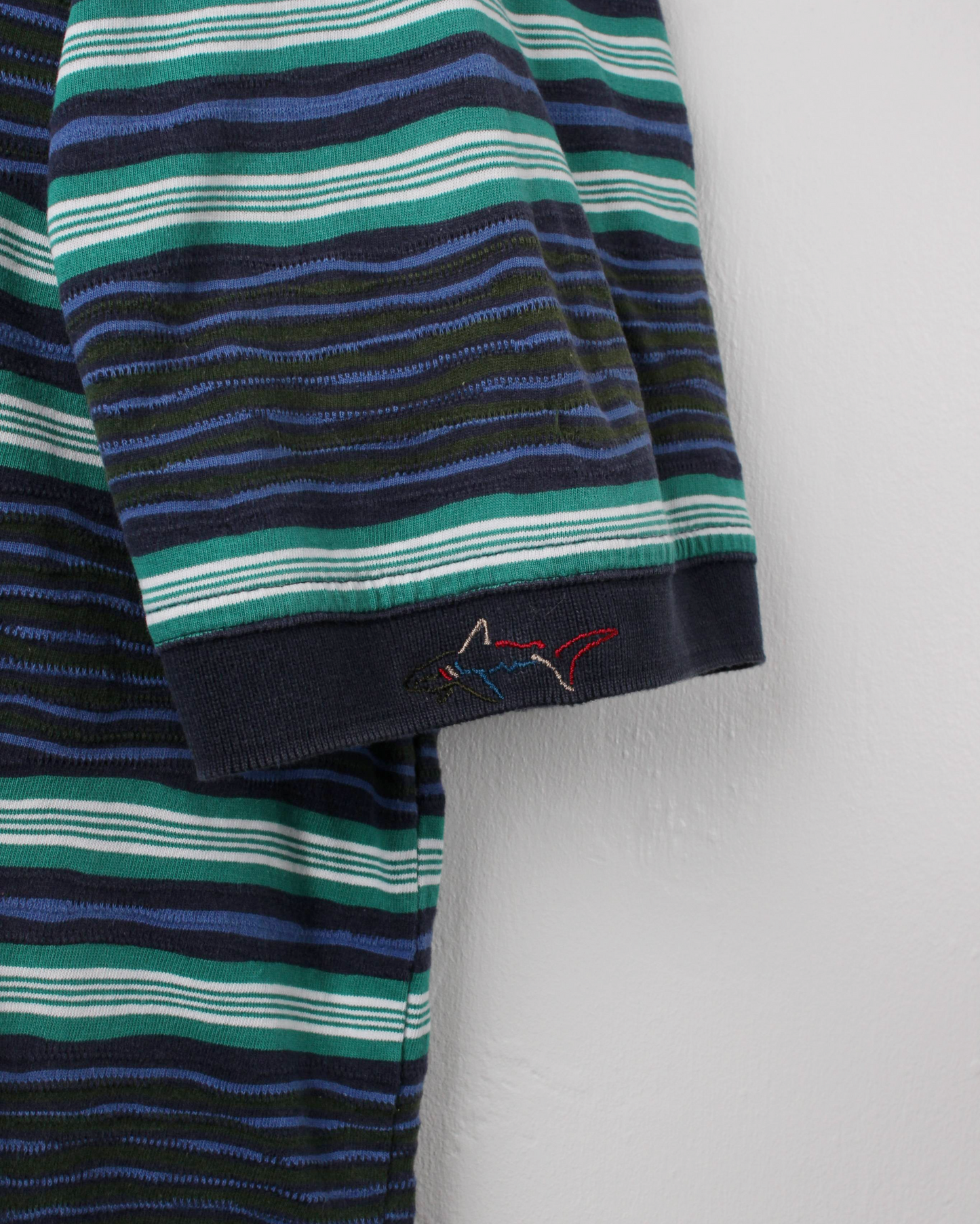 90s Greg Norman Blue & Green Striped Polo (XXL)
