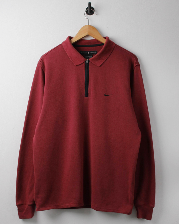 00s Nike Tiger Woods Long Sleeve Burgundy Polo (M)