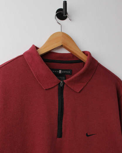 00s Nike Tiger Woods Long Sleeve Burgundy Polo (M)