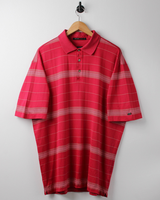 00s Nike Tiger Woods Red Striped Polo (L)