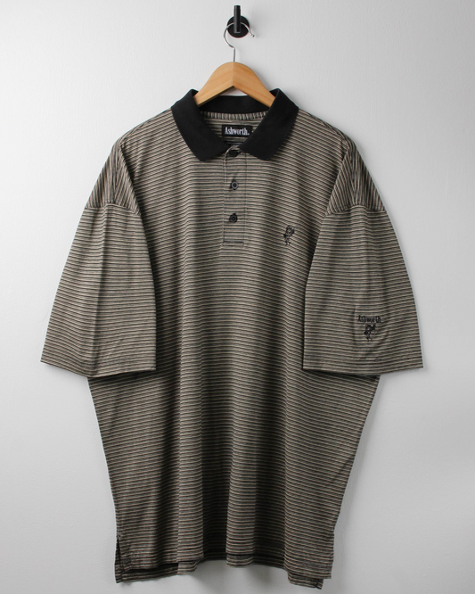 90s Ashworth Black & Yellow Striped Polo (XXL)