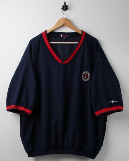 2002 US Open Bethpage Black Navy & Red V-Neck Windbreaker (XL)