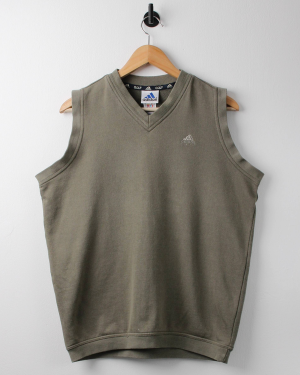 90s Adidas Khaki Cotton Golf Vest (XS)