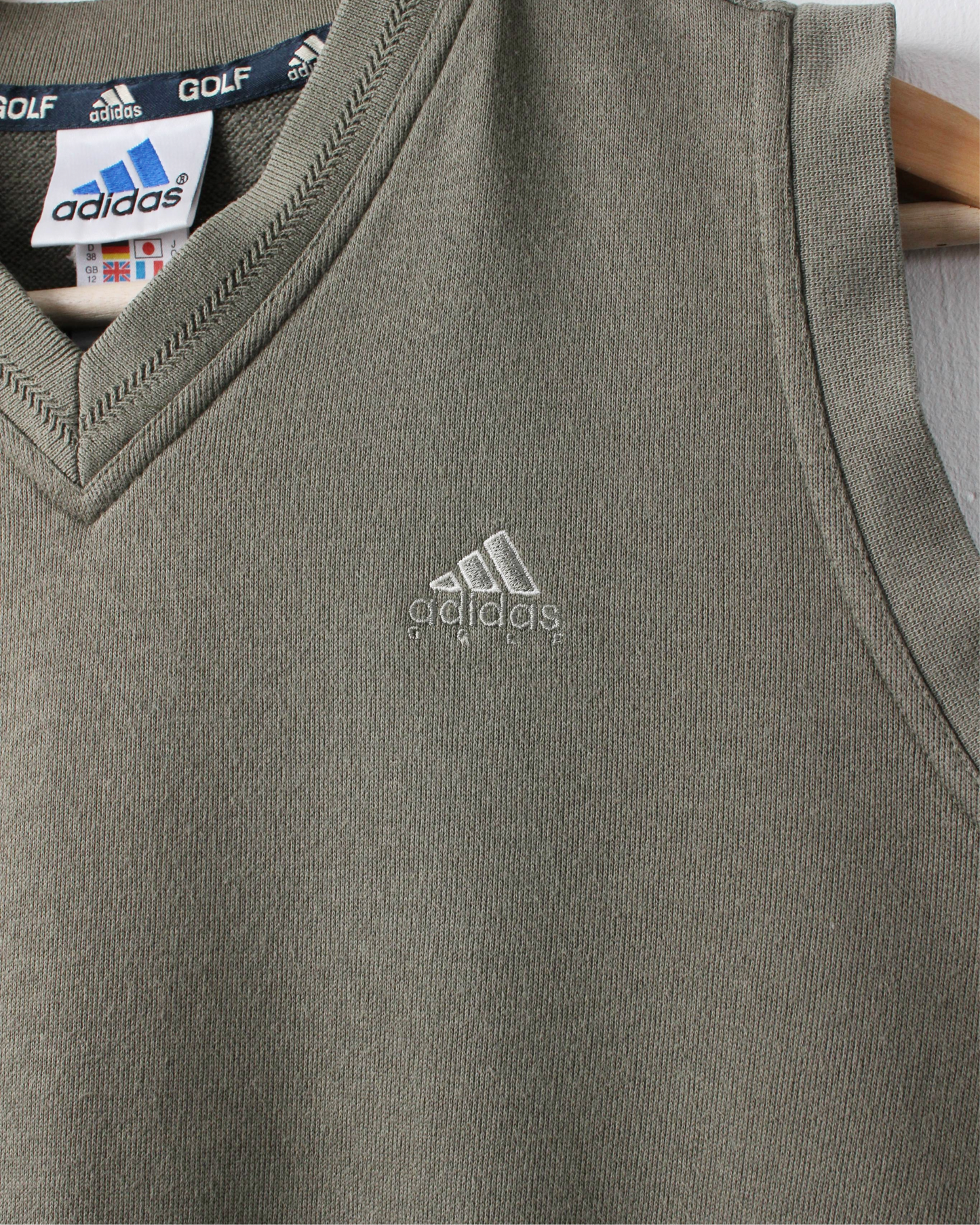 90s Adidas Khaki Cotton Golf Vest (XS)