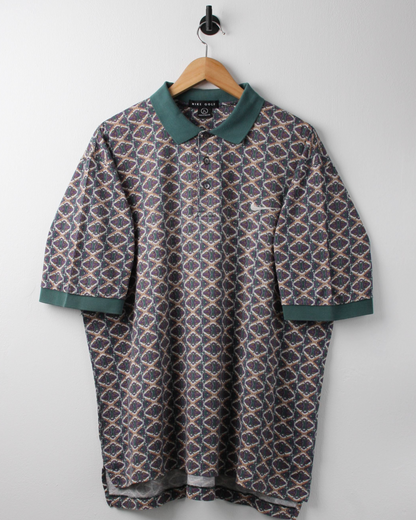 90s Nike Green & Purple Abstract Pattern Polo (L)