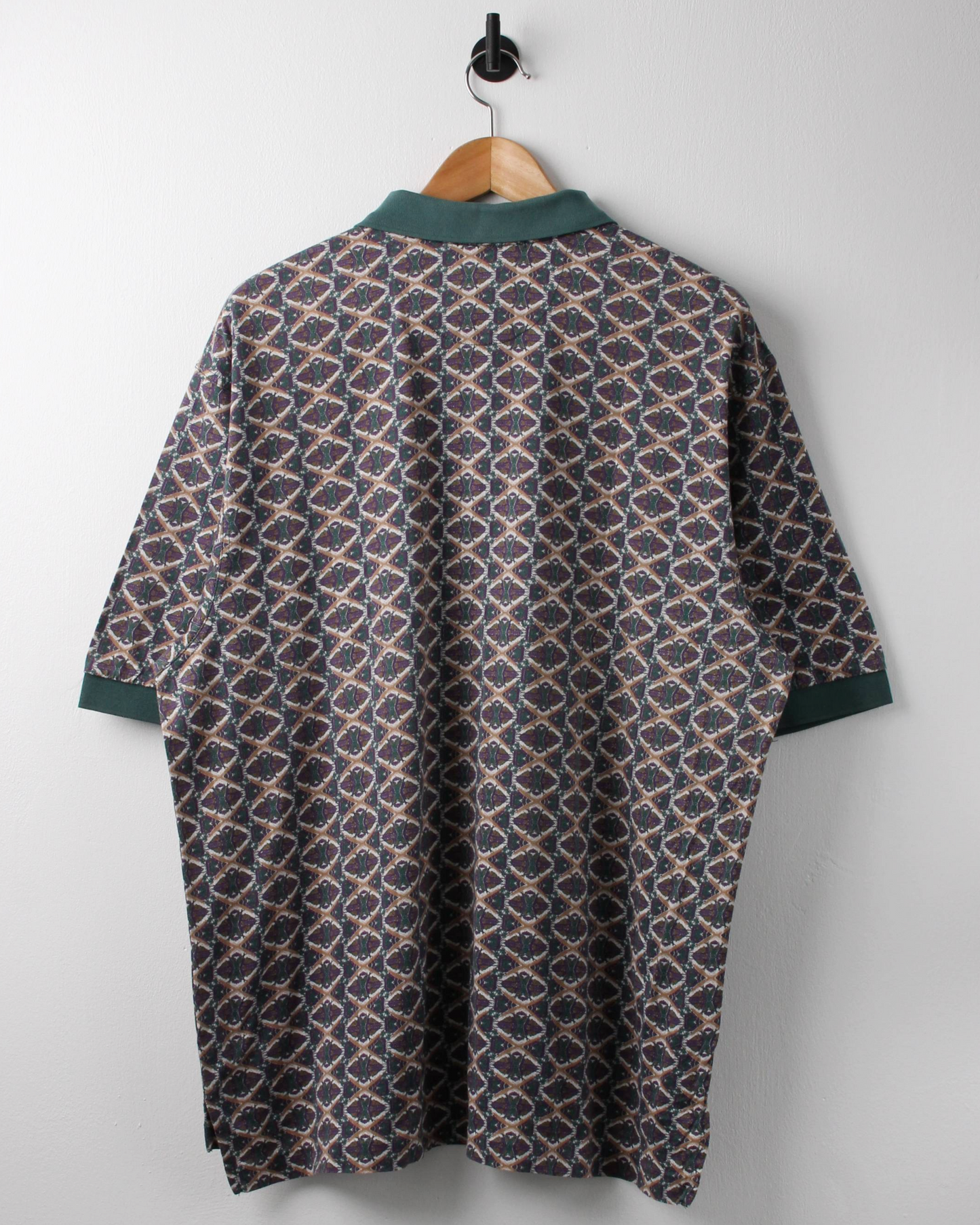 90s Nike Green & Purple Abstract Pattern Polo (L)