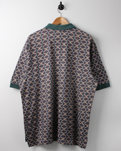 90s Nike Green & Purple Abstract Pattern Polo (L)