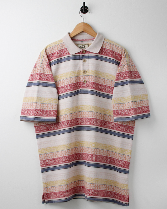90s Quarterback Abstract Striped Polo (XL)