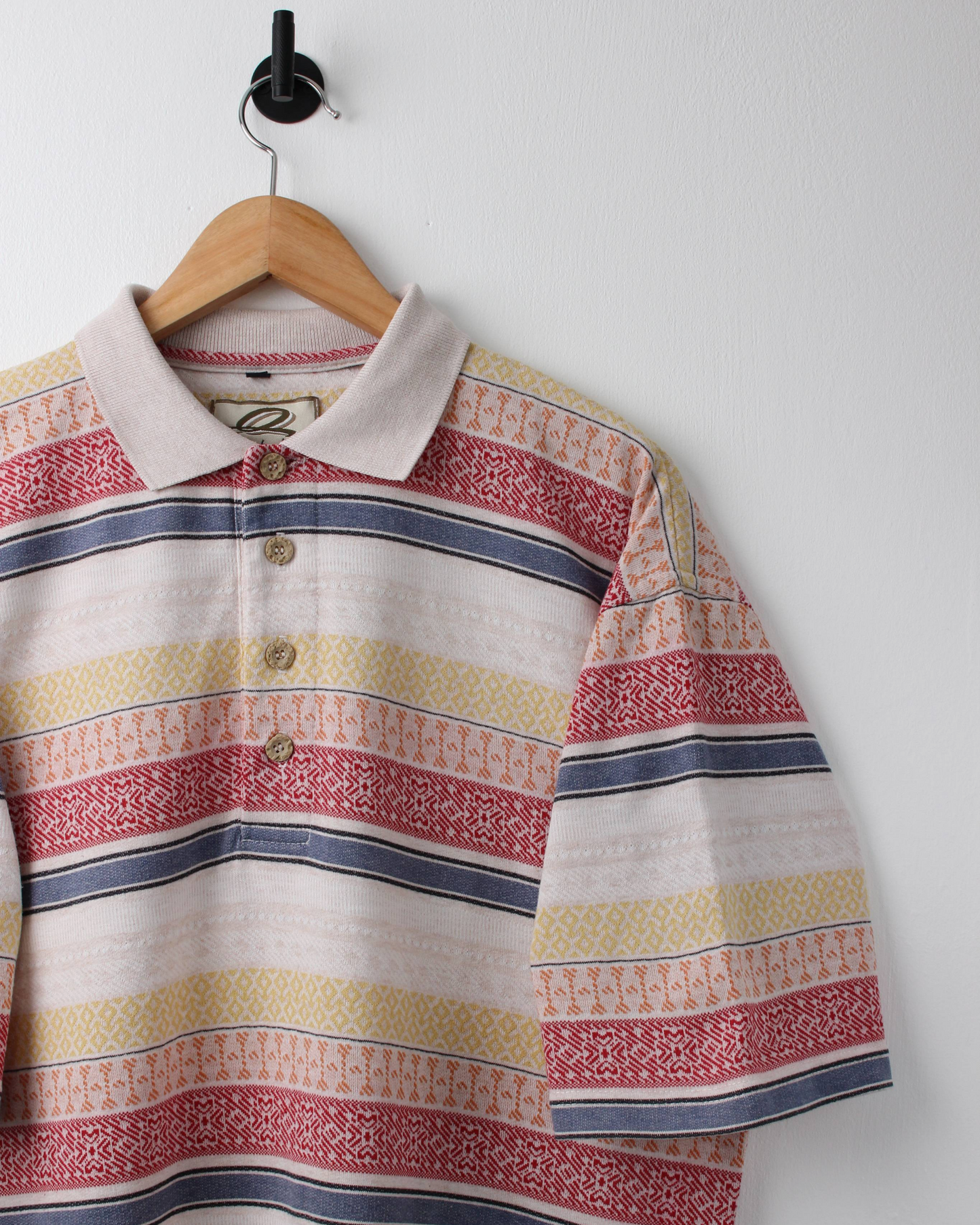 90s Quarterback Abstract Striped Polo (XL)