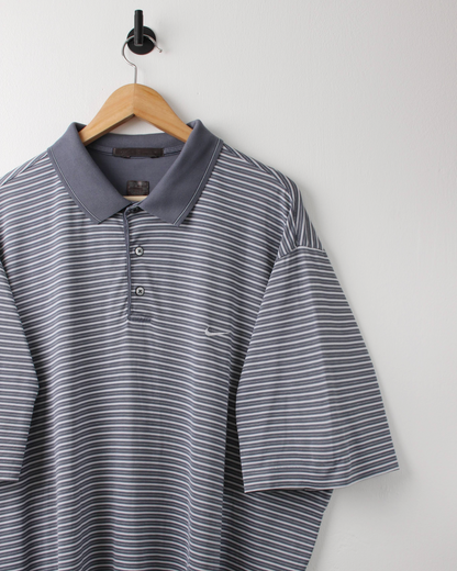 00s Nike Tiger Woods Grey & White Striped Polo (XXL)