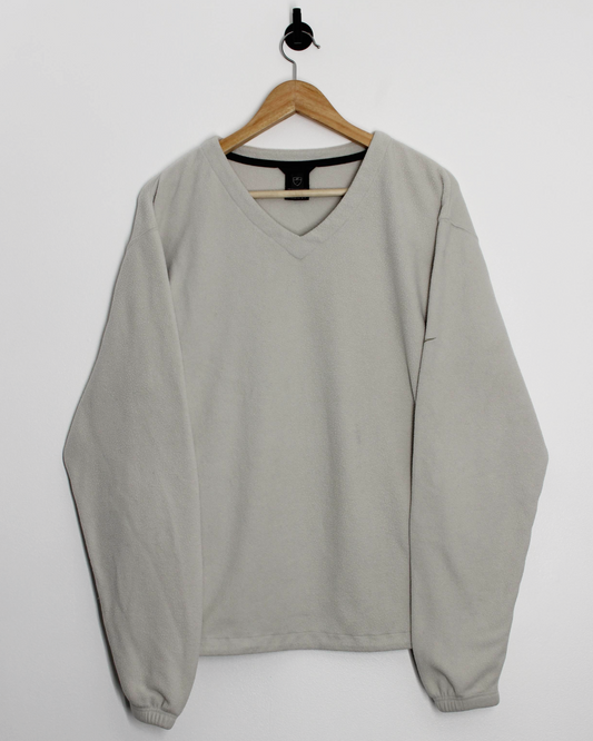 00s Nike Cream V-Neck Pullover Fleece (L)