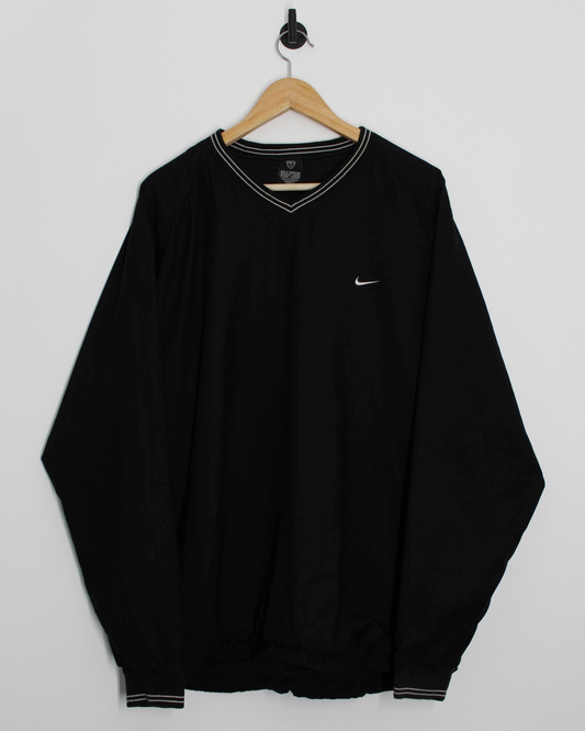 00s Nike Shield logo Black V-Neck Windbreaker (XL)