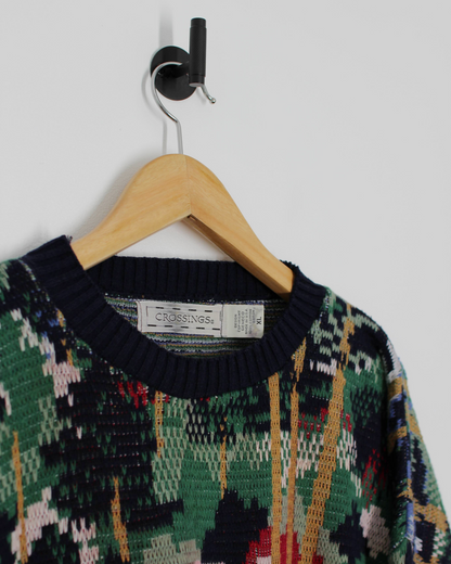 90s Crossings Abstract Crewneck Knit (XL)