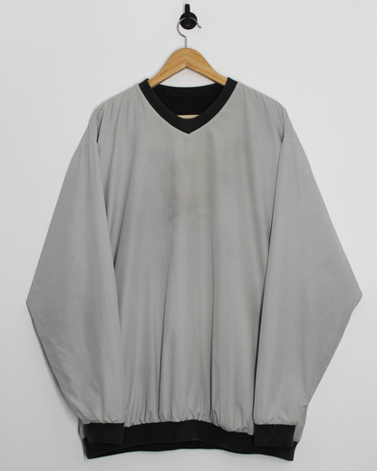 00s Nike Shield Logo Reversible Grey/Cream Pullover (XL)