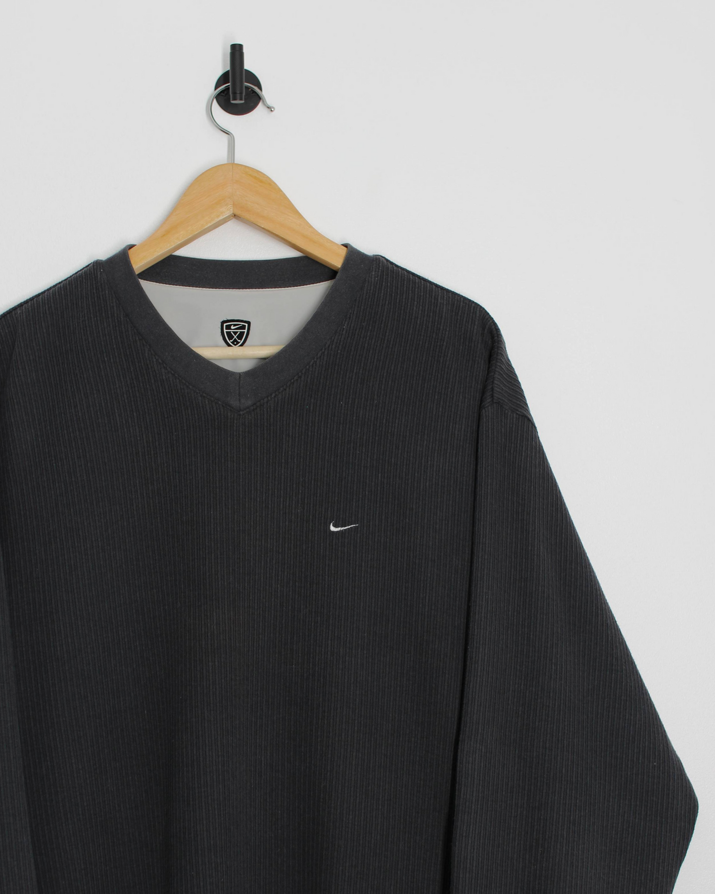 00s Nike Shield Logo Reversible Grey/Cream Pullover (XL)