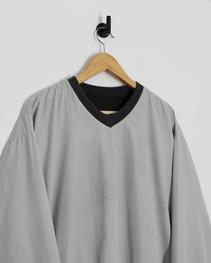 00s Nike Shield Logo Reversible Grey/Cream Pullover (XL)