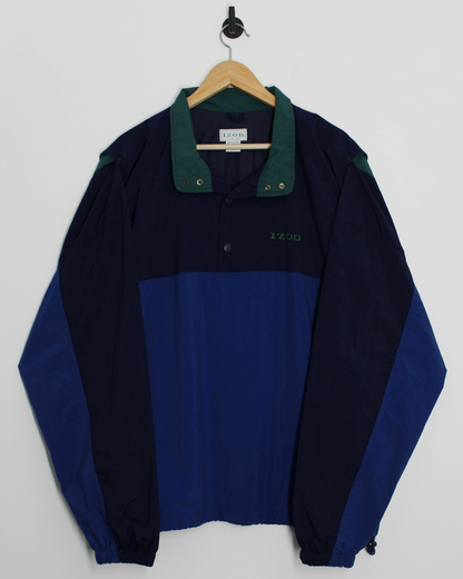 90s IZOD Blue/Navy Quarter-Snap Windbreaker (L)