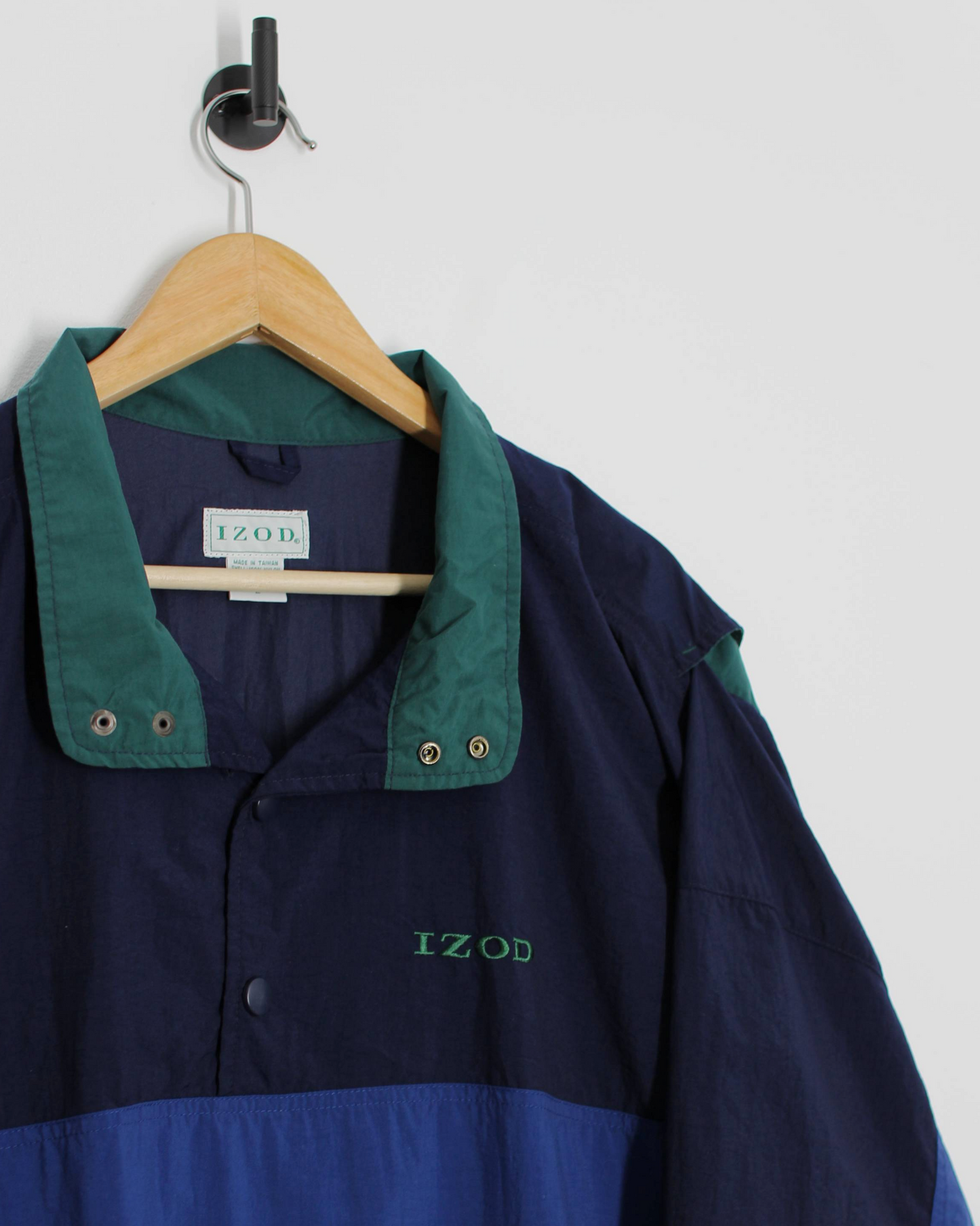 90s IZOD Blue/Navy Quarter-Snap Windbreaker (L)