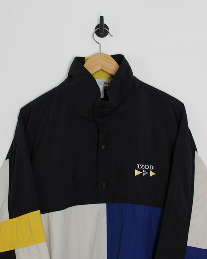 90s IZOD Colourblock Quarter Snap Windbreaker (L)