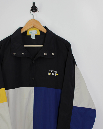 90s IZOD Colourblock Quarter Snap Windbreaker (L)