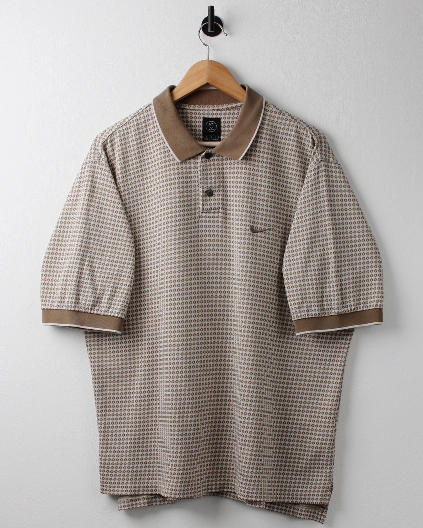 90s Nike Gold & White Geometric Polo (L)