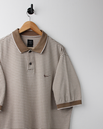 90s Nike Gold & White Geometric Polo (L)
