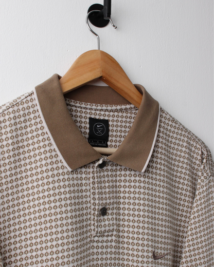 90s Nike Gold & White Geometric Polo (L)