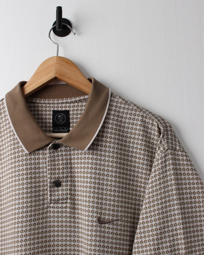 90s Nike Gold & White Geometric Polo (L)