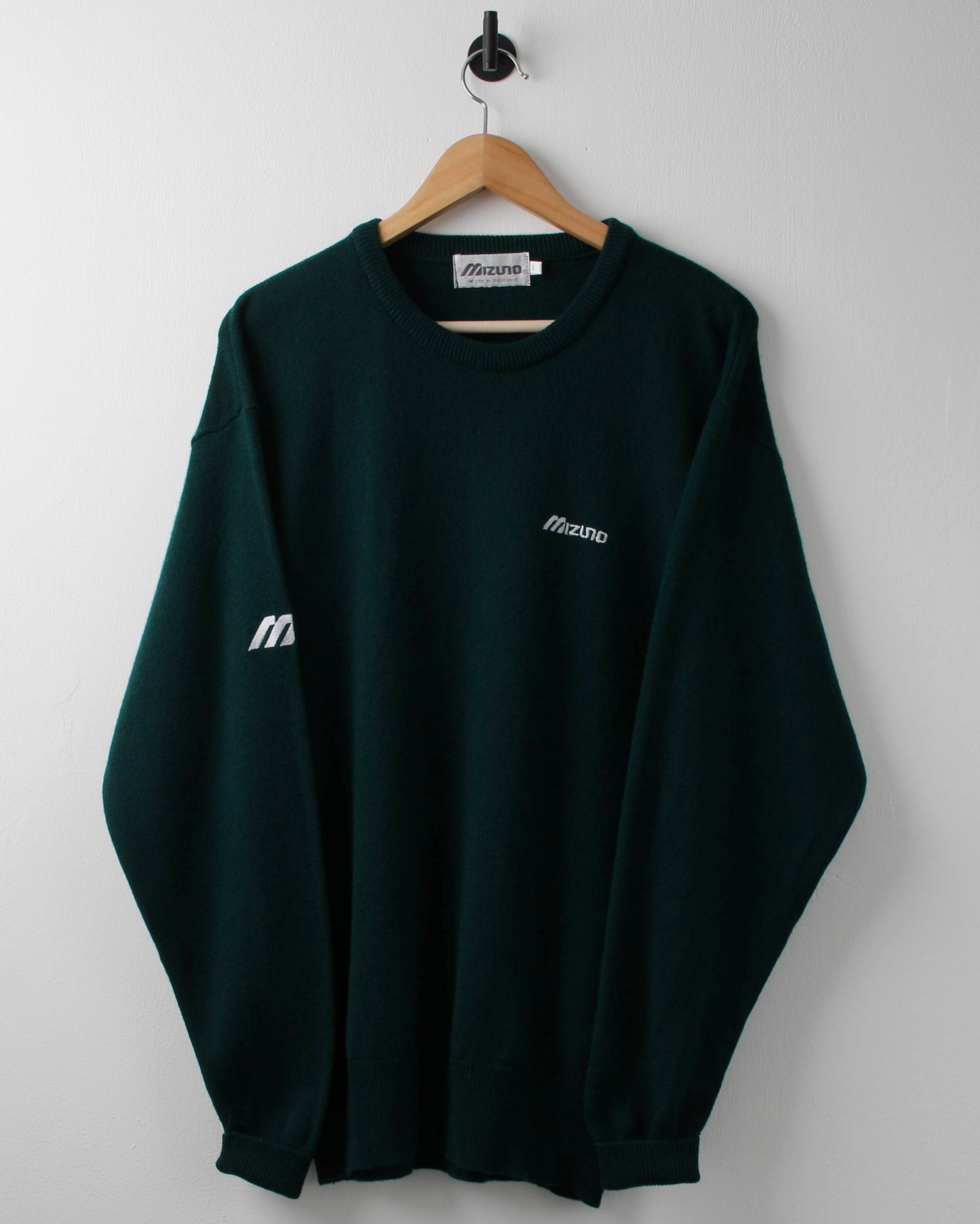 90s Mizuno Green Lambswool Crewneck Knit (L)