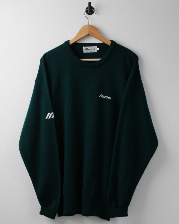 90s Mizuno Green Lambswool Crewneck Knit (L)