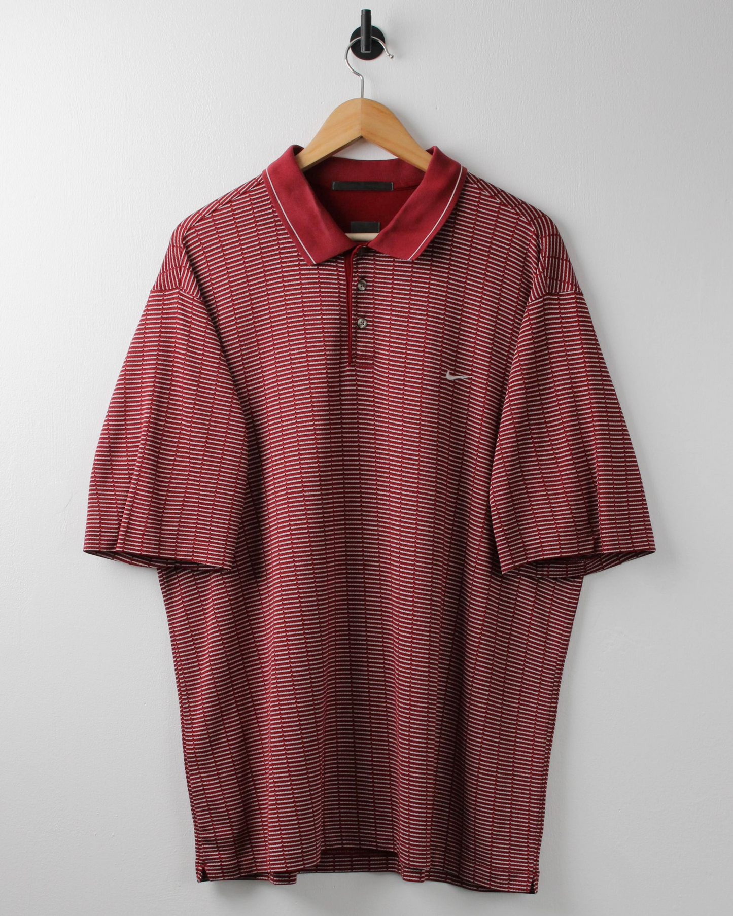 00s Nike Tiger Woods Red & White Geometric Polo (XL)