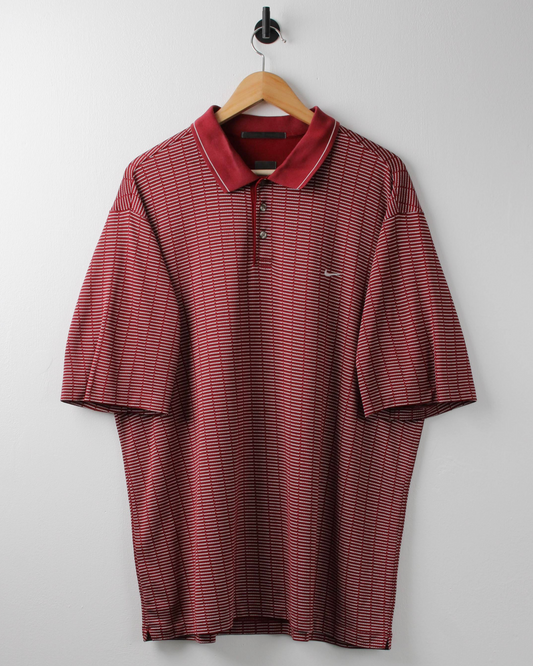 00s Nike Tiger Woods Red & White Geometric Polo (XL)