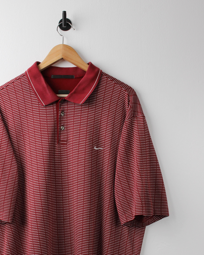 00s Nike Tiger Woods Red & White Geometric Polo (XL)