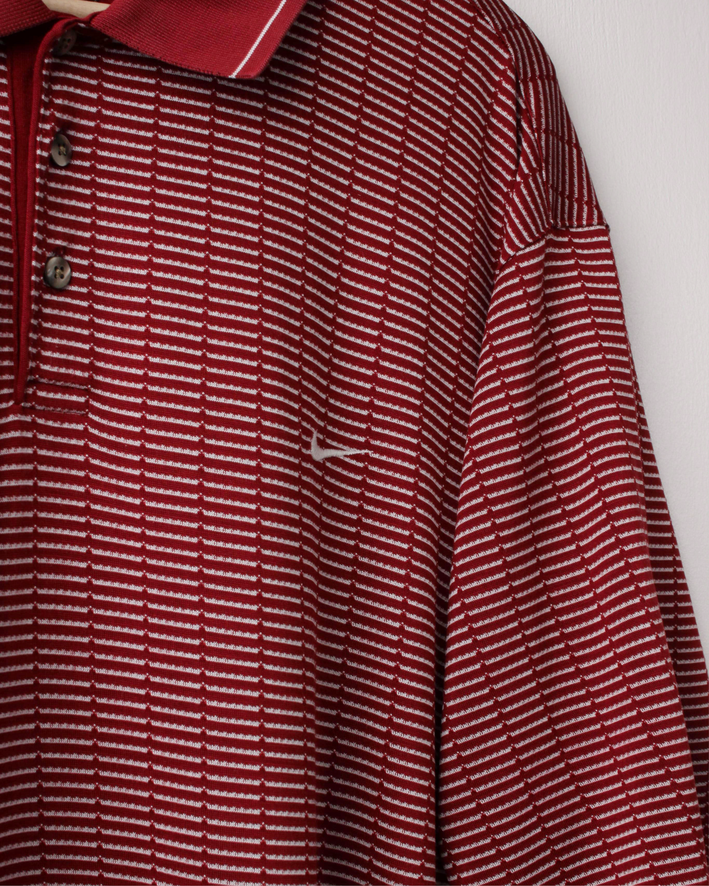 00s Nike Tiger Woods Red & White Geometric Polo (XL)