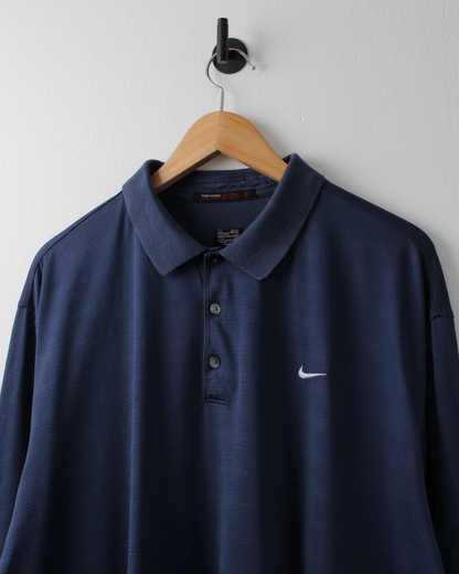 00s Nike Tiger Woods Navy Long Sleeve Polo (XXL)