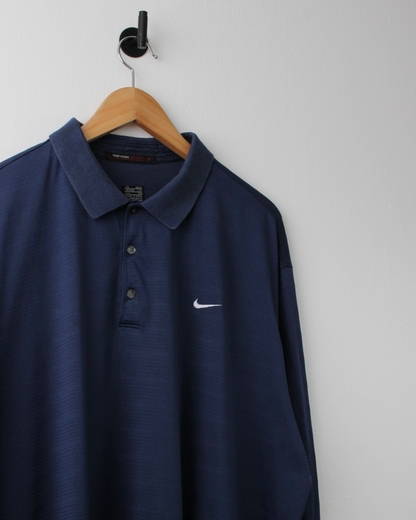 00s Nike Tiger Woods Navy Long Sleeve Polo (XXL)