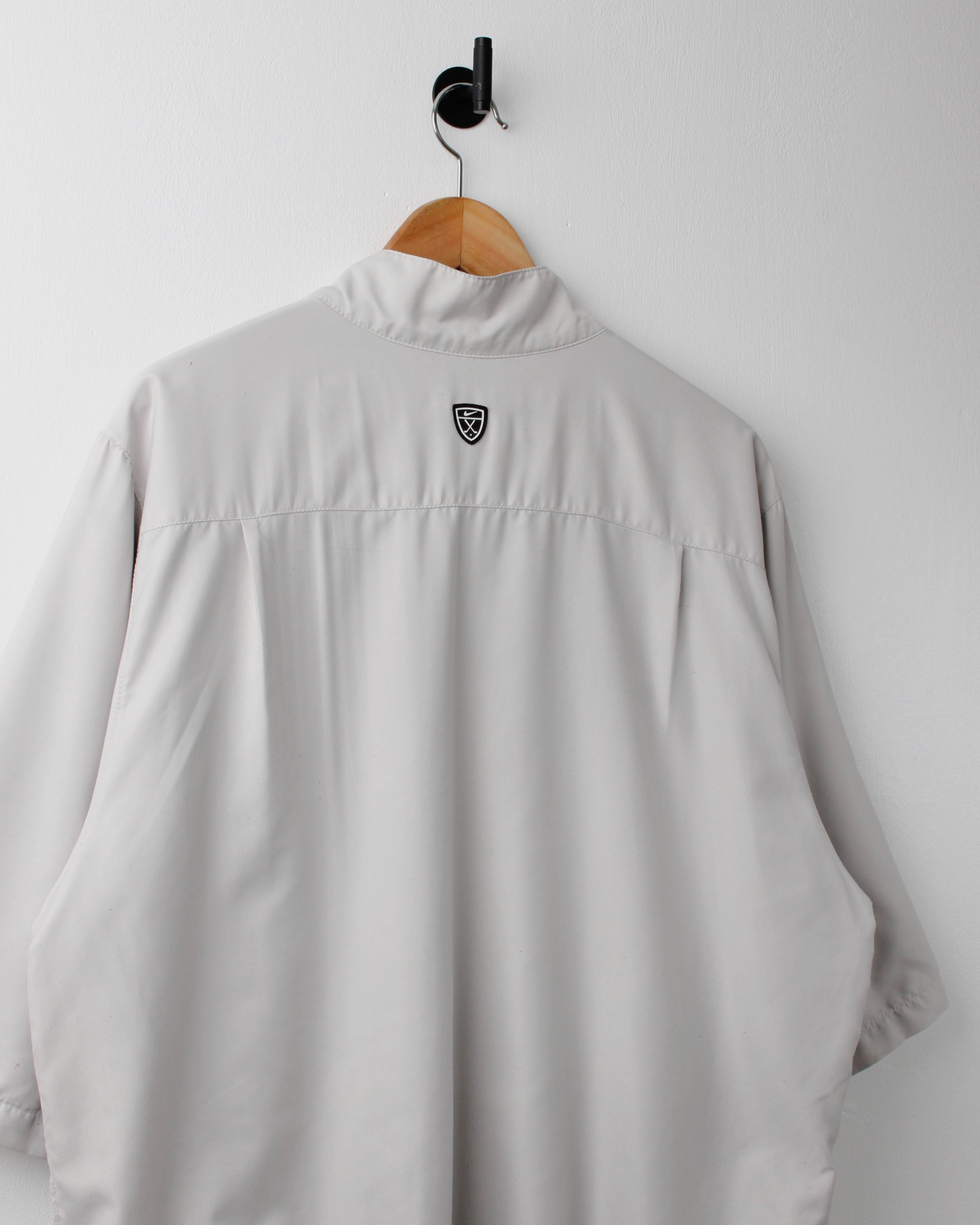 00s Nike Shield Logo Cream Short Sleeve Windbreaker (L)