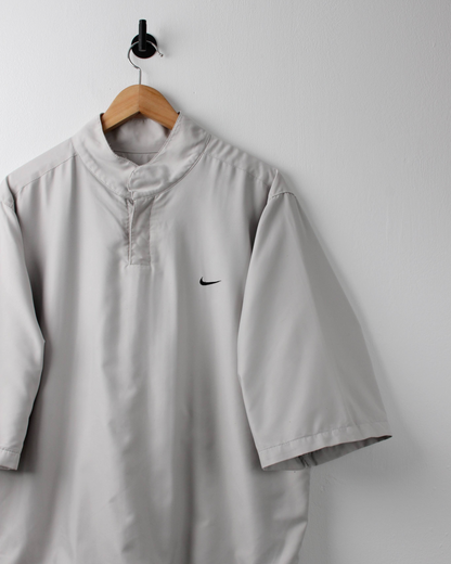 00s Nike Shield Logo Cream Short Sleeve Windbreaker (L)