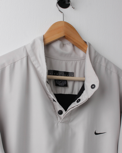 00s Nike Shield Logo Cream Short Sleeve Windbreaker (L)