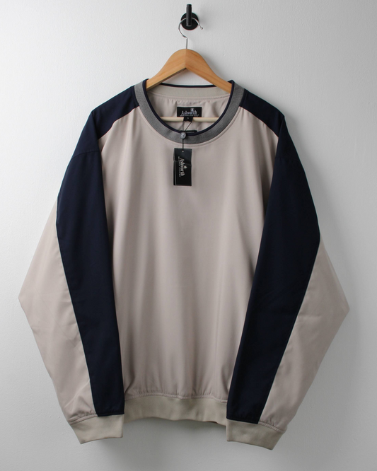 90s Ashworth Cream & Navy Crewneck Windbreaker with Tags (L)