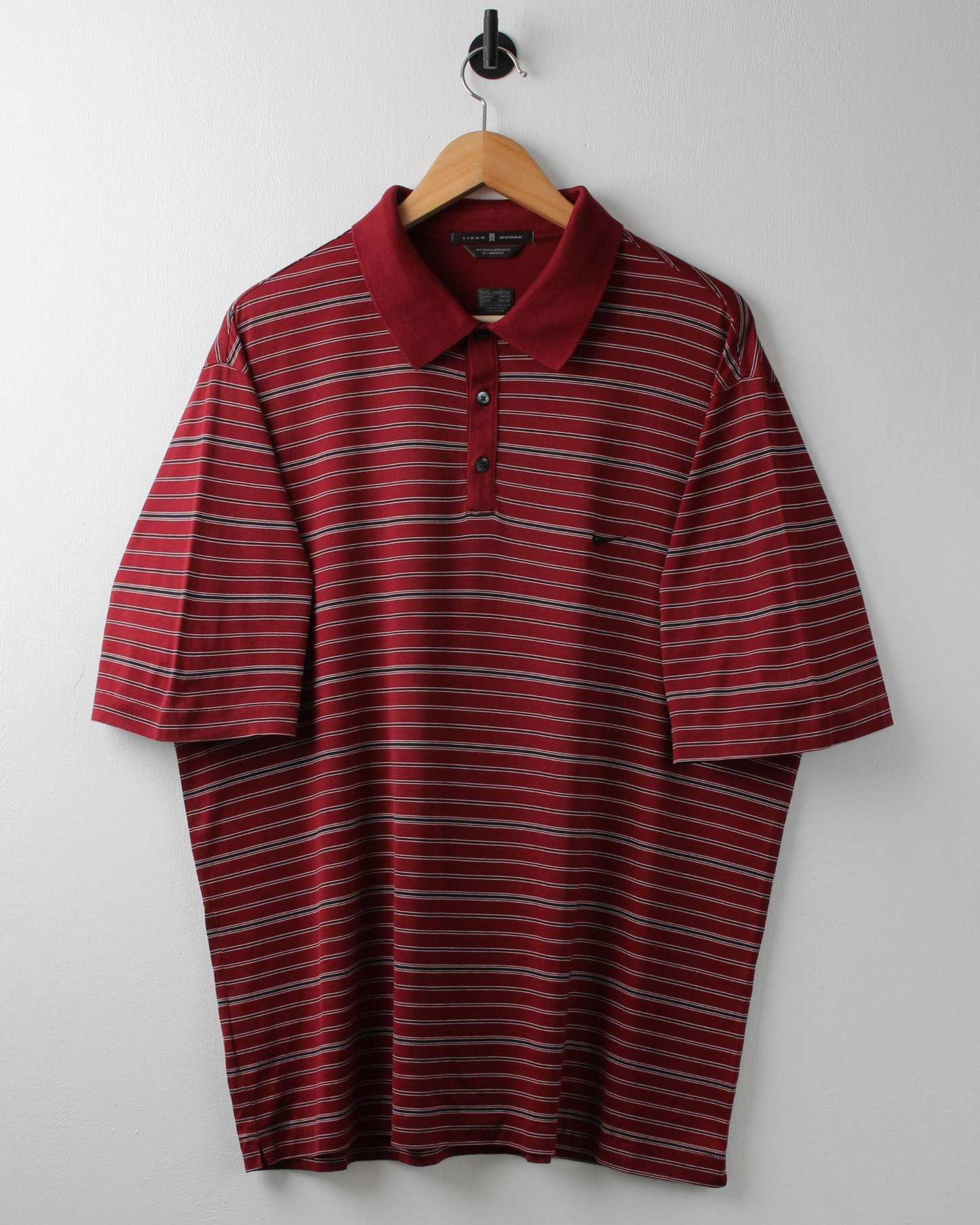 00s Nike Tiger Woods Dark Red Striped Polo (XL)