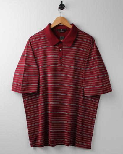 00s Nike Tiger Woods Dark Red Striped Polo (XL)