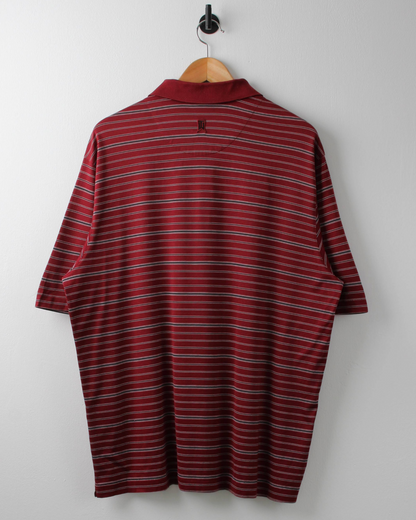 00s Nike Tiger Woods Dark Red Striped Polo (XL)