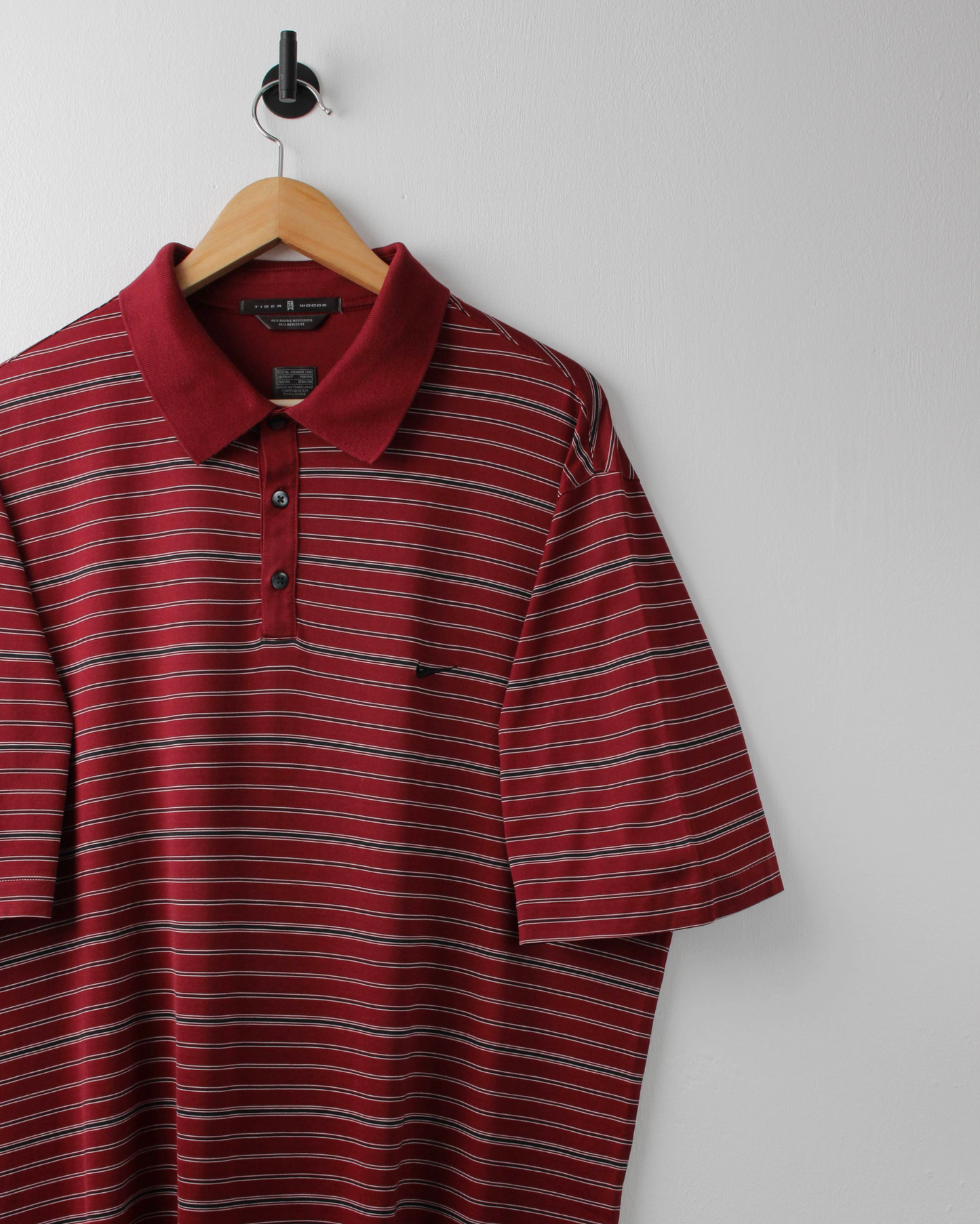 00s Nike Tiger Woods Dark Red Striped Polo (XL)