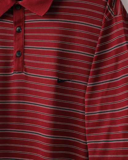 00s Nike Tiger Woods Dark Red Striped Polo (XL)
